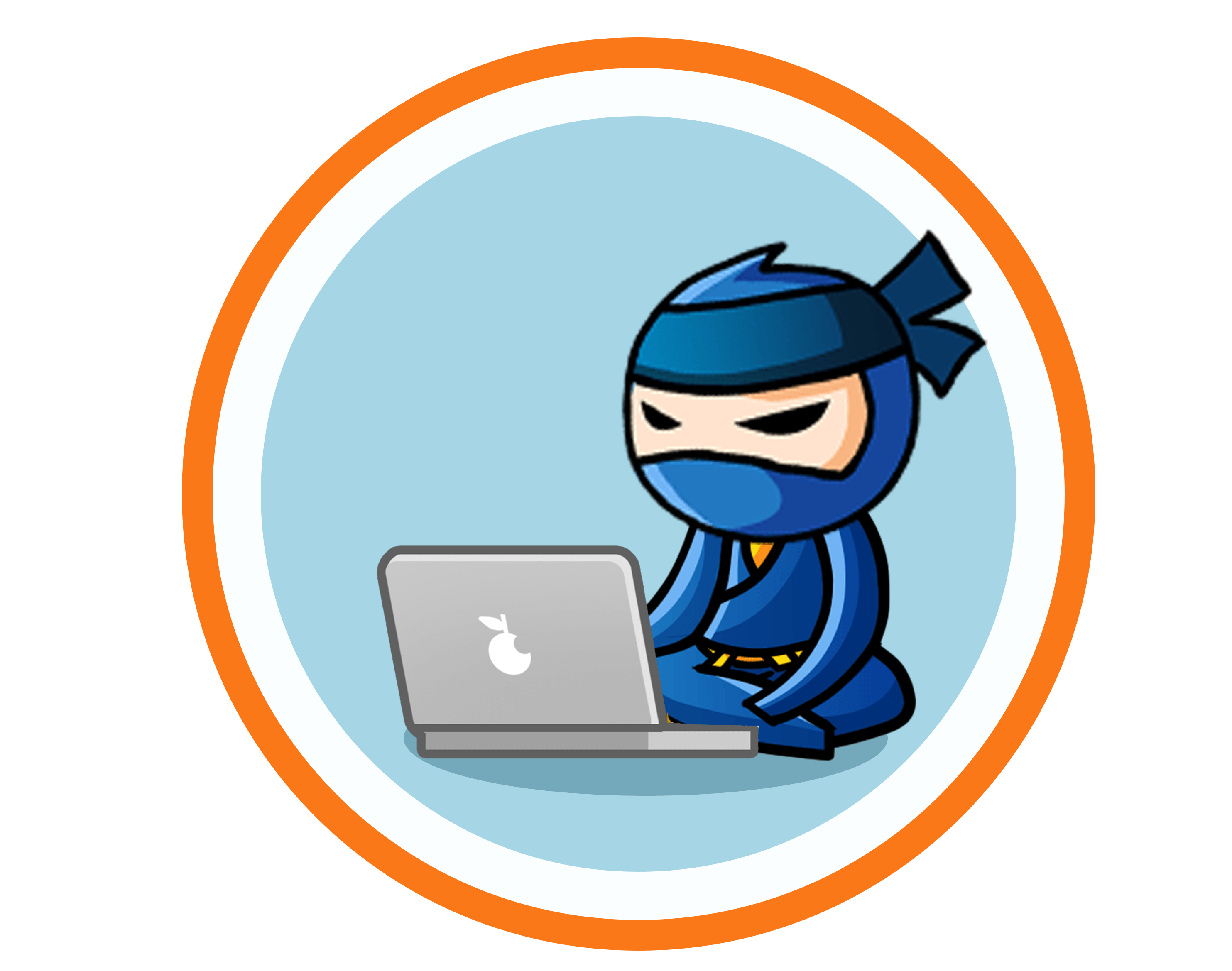 Ninja utilisant un ordinateur portable